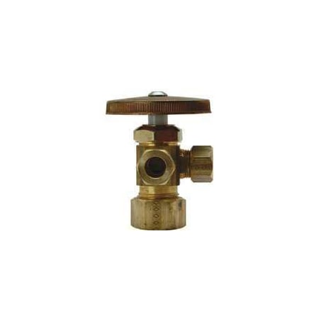 Brasscraft Stop Valve, 1/2 x 3/8 x 3/8 in Connection, Compression, 125 psi Pressure, Brass Body CR1901LRX R1